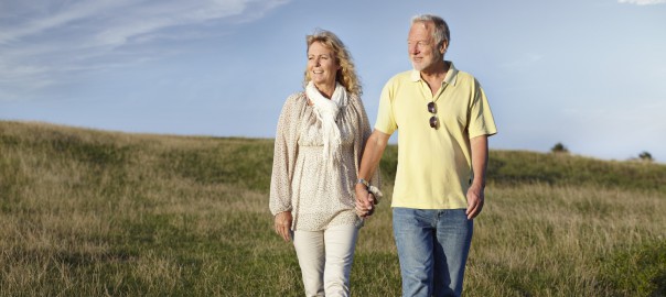 Mature couple walking in the nature